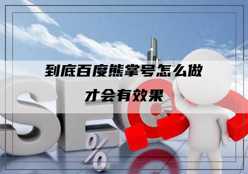 到底百度熊掌号怎么做才会有效果"
